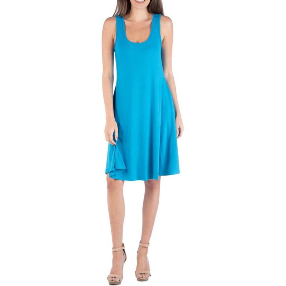 24seven Womens Solid Skater Dress, NWT